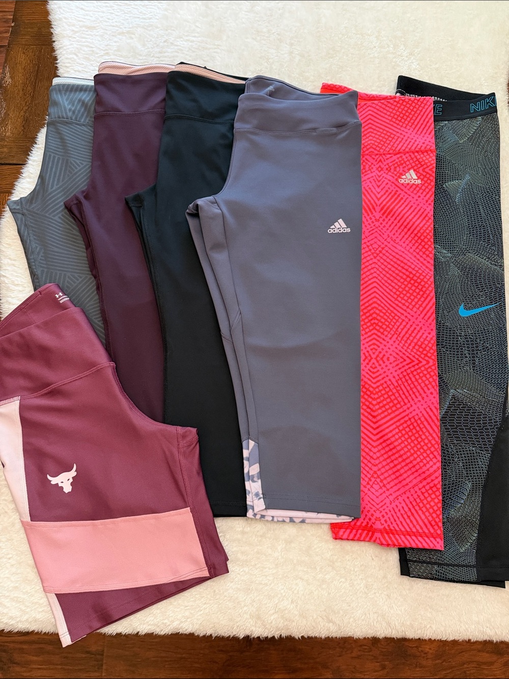 Lot of 7 Nike Adidas Climalite Under Armour Marika Athletic Leggings  Shorts EUC
